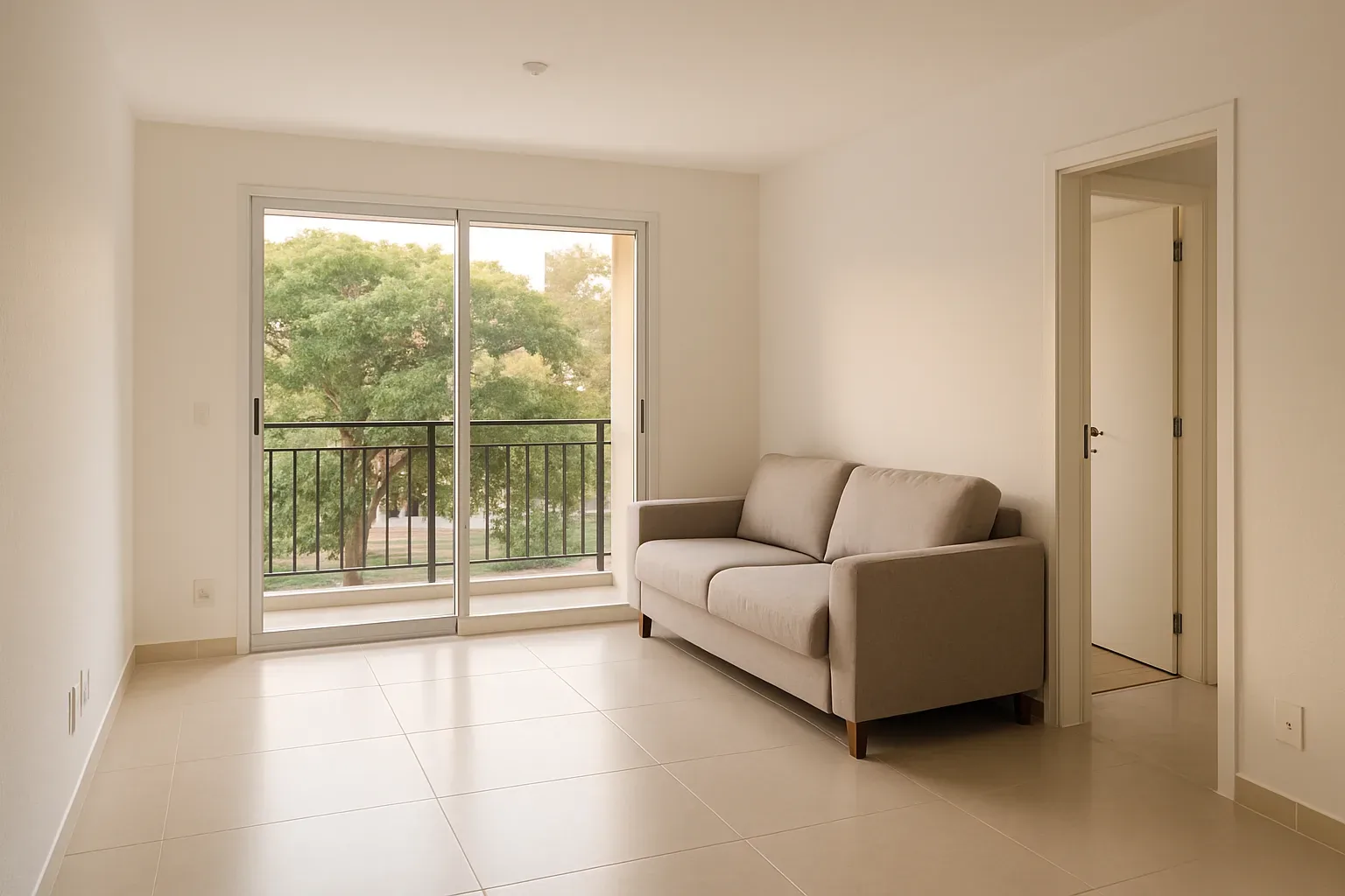 Sala reformada de apartamento no Cocó