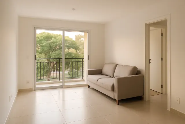 Sala reformada de apartamento no Cocó